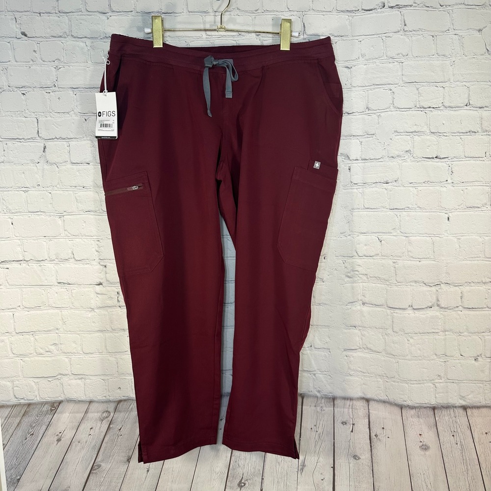 FIGS Yola Petite Maternity Slim Pant 2.0 Burgundy Scrub Pants XL W22SW2033P NWT